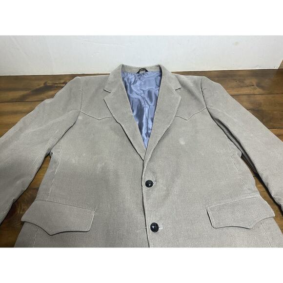 Brad Whitney Western Mens 44L Gray Light Blue Corduroy Sports Coat Jacket Blazer - Picture 6 of 16